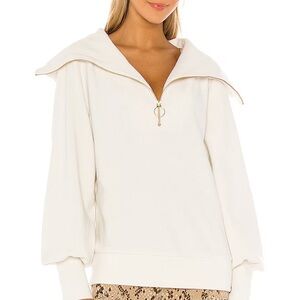 Varley White Sweater with Zip Collar